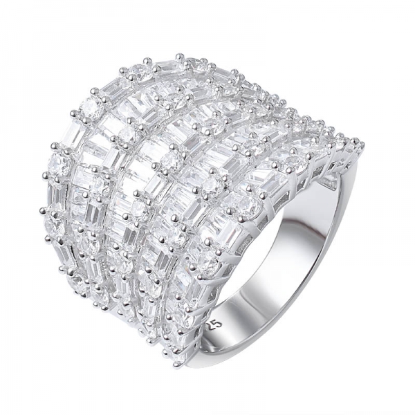 Große Cluster, Runde Cut & Baguette Diamond Engagement Ring 