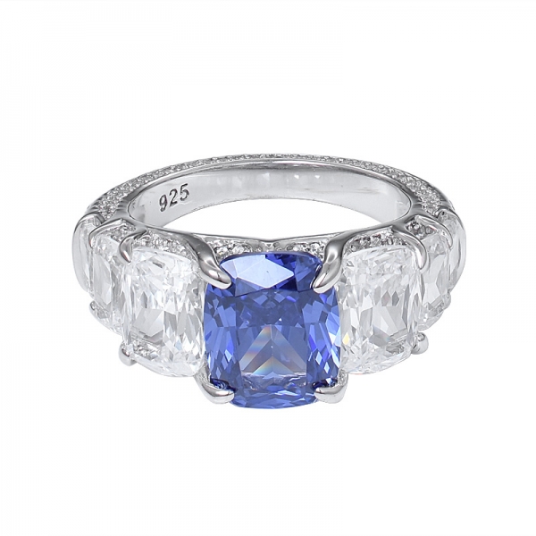 Zoll Princess Cut blue tanzanite Wichtigsten Stein-Und Diamant-Engagement Frauen Finger Ringe 