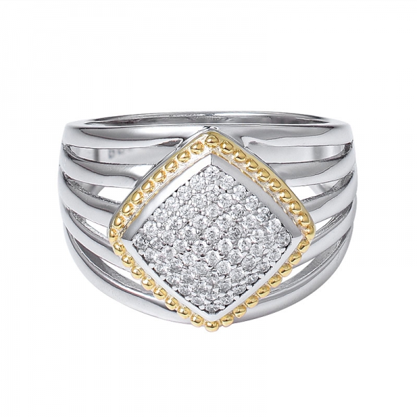 zwei-Ton 925 Sterling Silber Engagement-Band-Ring für Frauen 
