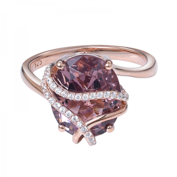 Morganit-Hochzeit Ring-Set, Oval Rosa Granulation Diamant-Hochzeit Band 