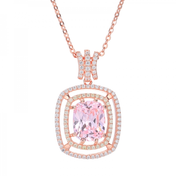 Fancy Diamond Pink Cubic Zircon Rose Gold-Beschichtung Über Sterling Silber Anhänger 