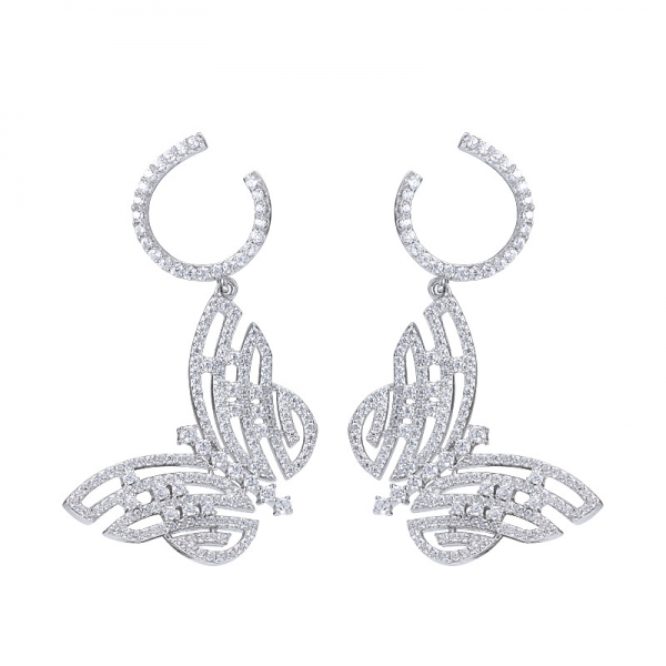 18K white Gold Plated AAA Zirkonia Schmetterling Ohrringe Perfekt für Partei-Geschenk für Frauen 