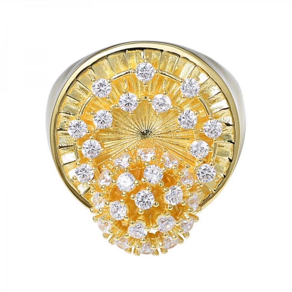  925 Sterling Silber Blütenknospe Design Ring mit gelb vergoldet 