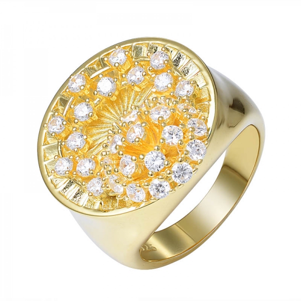  925 Sterling Silber Blütenknospe Design Ring mit gelb vergoldet 