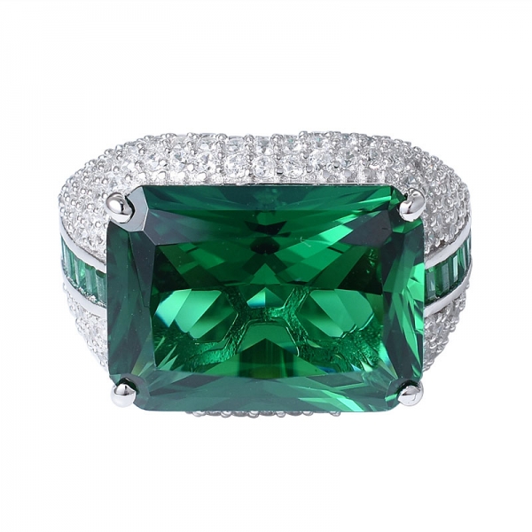 Sterling Silber Schmuck erstellt smaragdgrünen Nano Edelstein Solitaire Ring 