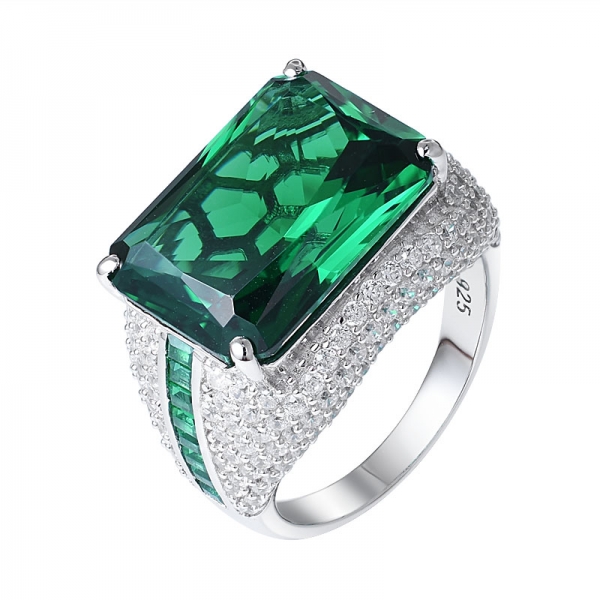 Sterling Silber Schmuck erstellt smaragdgrünen Nano Edelstein Solitaire Ring 