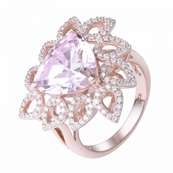 simulierter rosa Diamant Trangle Roségold über Sterlingsilberring schneiden 