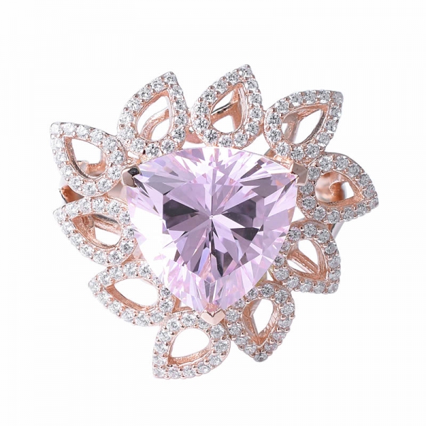 simulierter rosa Diamant Trangle Roségold über Sterlingsilberring schneiden 