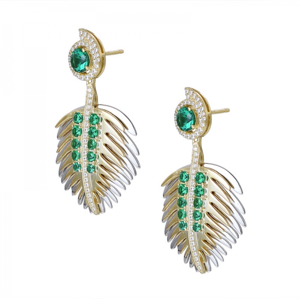 grüner Smaragd Loststone simulierte Blätter aus Sterlingsilber formen Ohrringe für Frauen 
