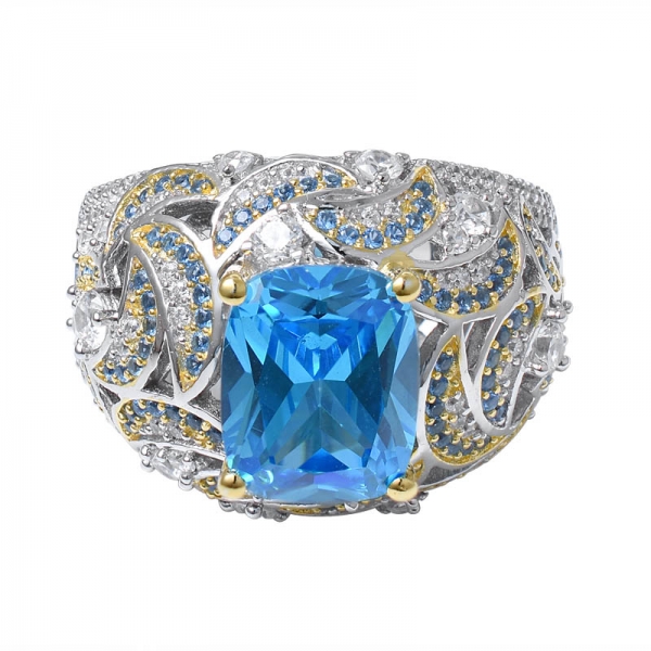 blauer Neonapatit CZ & Blau Saphir 2 Ton über Sterling Silber Ehering für Frauen plattiert 