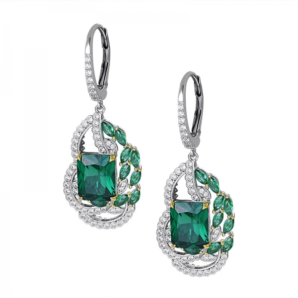 Edelstein Smaragd geschnittene grüne Farbe Labor gewachsen Smaragd Cluster Hochzeit Ohrring 