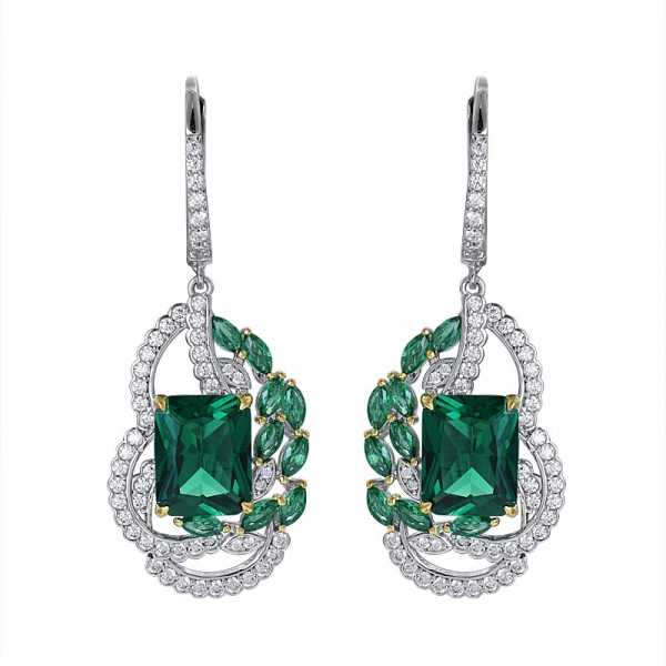 Edelstein Smaragd geschnittene grüne Farbe Labor gewachsen Smaragd Cluster Hochzeit Ohrring 