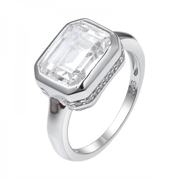 Diamant g Farbe Zirkonia Smaragdschliff 925 Verlobungsring aus Sterlingsilber 