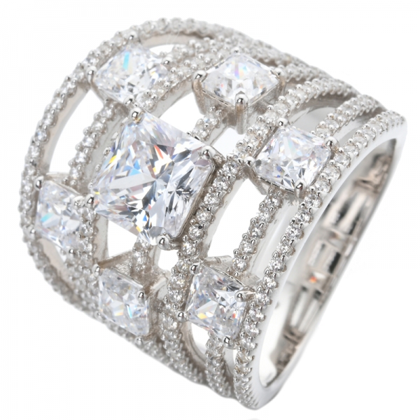 ETON Jewelry White Full cz Princess Stone Ring 925 Sterling Silber Verlobungsring 