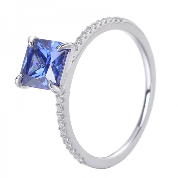 Blaue Tansanit Diamanten Ringe Band Verlobung Hochzeit für Frauen 