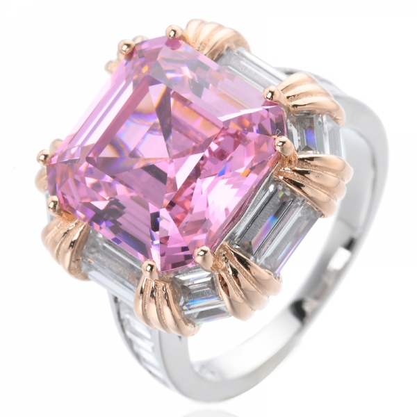 rosa asscher schliff kubischer ring halskette ohrring schmuck set geschenke sets für frauen 