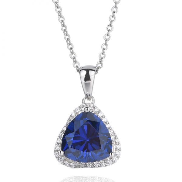 blaues Dreieck Tansanit mit Diamant-Jubiläumshalskette für Frauen
 