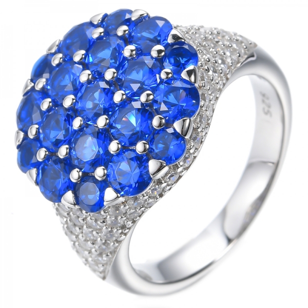 Ring aus rhodiniertem Sterlingsilber in Königsblau
 