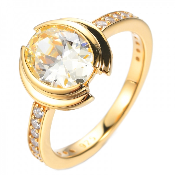 925 Ovaler Diamant Gelber Kubischer Zirkon Vergoldeter Silberring
 