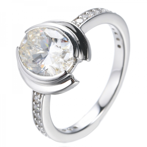 925 Ovaler Diamant Gelber Kubischer Zirkon Vergoldeter Silberring
 