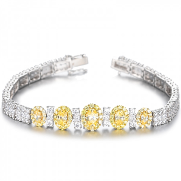 925 Diamant-Gelb-Weiß-Zirkonia-Silber-Armband mit zweifarbiger Beschichtung
 