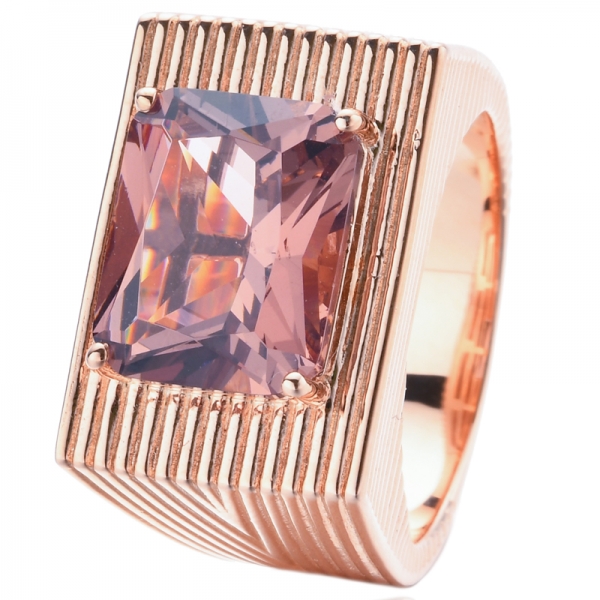 925 Lab-Created Pink Morganite Rose Gold Plating Silber Solitaire Ring
 