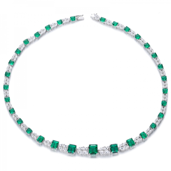 Sterling Silber Infinite Elements erstellt Halskette mit grünem Smaragd oder blauem Saphir
 