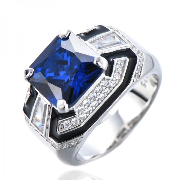 Großhandel mit blauen Saphir-Zirkonia-Emaille-Ringen für Modeaccessoires
 