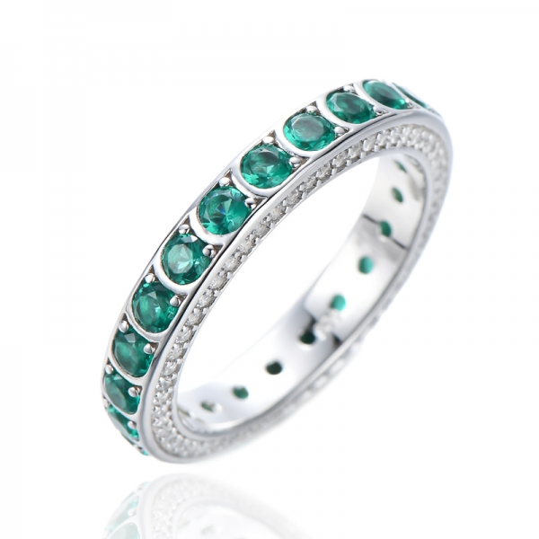 Ring aus 925er Sterlingsilber mit Mai-Smaragd-Geburtsstein, stapelbare Ewigkeit
 