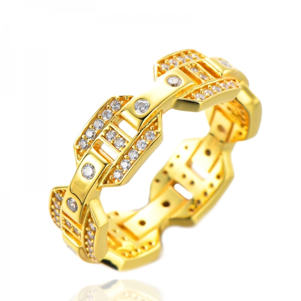 Geometrie hohle personalisierte Gold Silber zweifarbige Verlobungsring
 