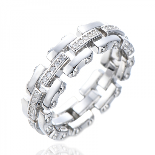 Gelbgold-runder weißer Diamant-Damen-Weinlese-Hochzeits-Ewigkeits-Ring 