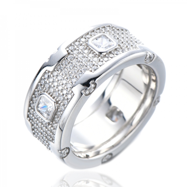 925 Sterling Silber Zirkonia 3 mm Ewigkeitsring im Prinzessinnenschliff 