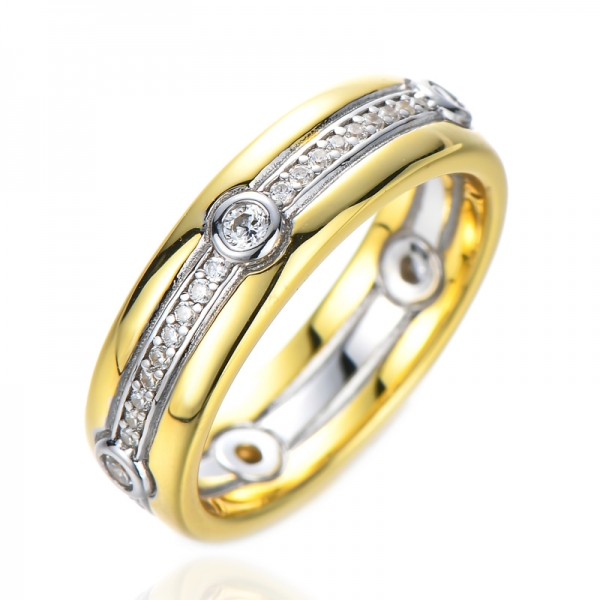 Wunderschöner zweifarbiger Ring mit Zirkonia-Weißgold/Roségold-Plattierung 