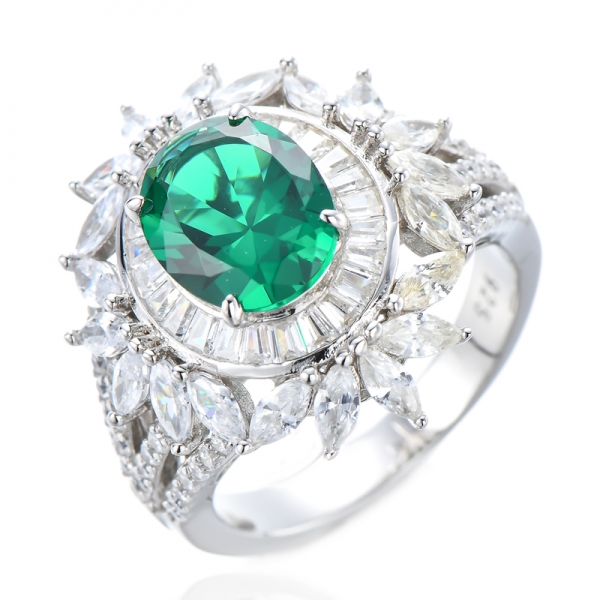 Halo-Verlobungsring aus Sterlingsilber mit CZ-Diamanten im Ovalschliff mit Tansanit und Marquiseschliff 