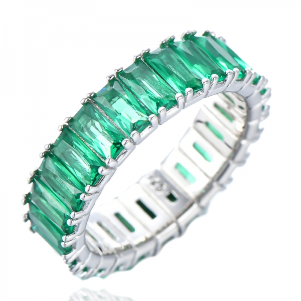 925 Sterling Silber grüner Smaragd CZ Zirkonia Verlobungs-Ehering 