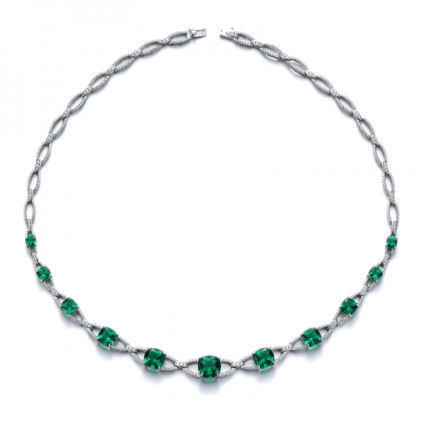 Luxus-Quastenkissen, grüner Smaragd, Zirkonia, große Hochzeits-Halskette, Schmuck 