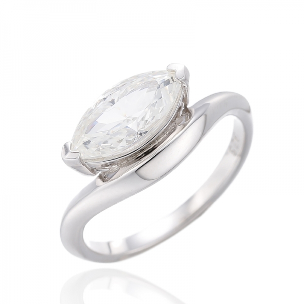 Marquise-Diamant-Ring aus gelbem Kubikzircon und Rhodium-Silber 