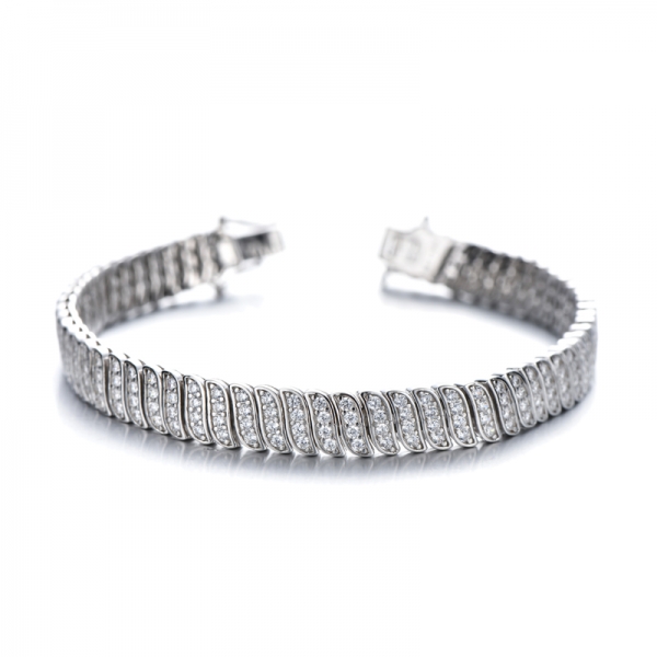 Armband aus 925er, rundem, weißem Kubikzircon und Rhodiumsilber 