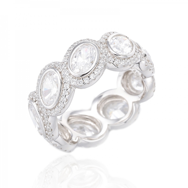 Ovaler Morganit-Nano- und runder Eternity-Ring aus Silber mit weißem Kubikzircon und Rosévergoldung 