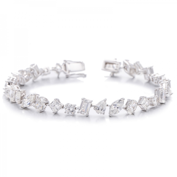 Rhodiniertes Silberarmband mit Smaragdschliff und Marquise-Diamant in G-Farbe und Kubikzircon 