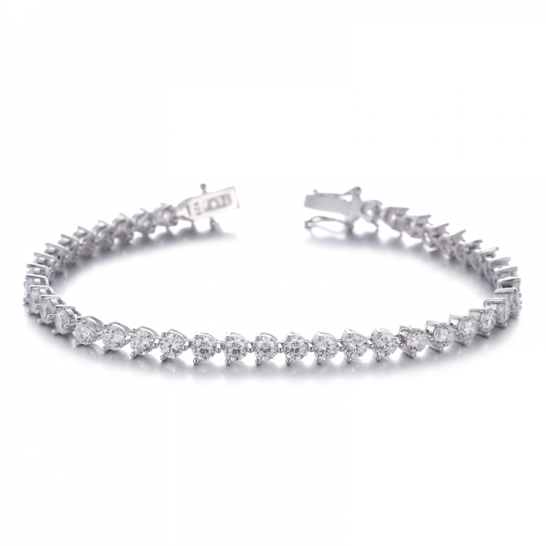 Armband aus rhodiniertem 925er Silber mit rundem weißen Zirkonia
     