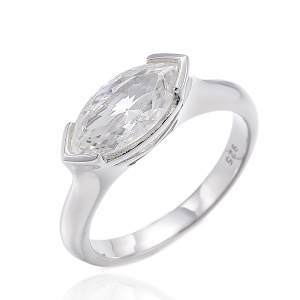 Marquise Diamant Gelber Kubikzircon Rhodium Silber Ring
     