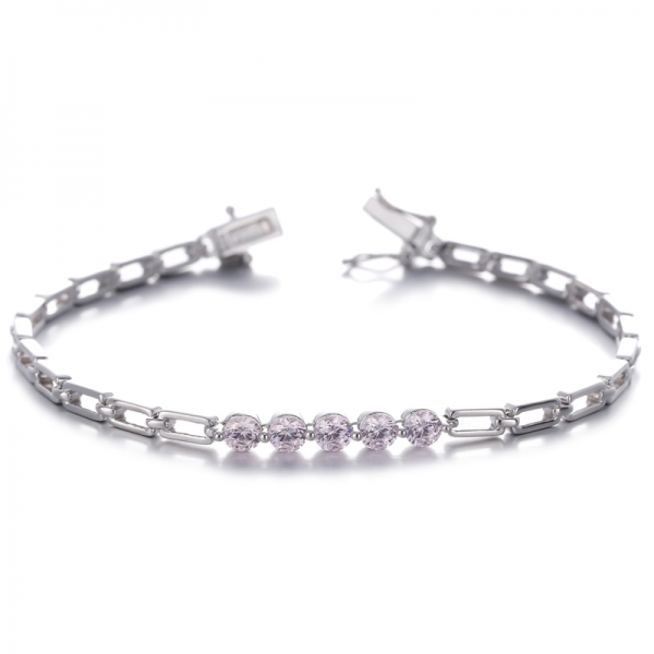 Armband aus rhodiniertem Silber mit rundem Diamanten in G-Farbe und Kubikzircon
     