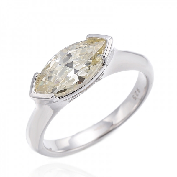 Marquise Diamant Gelber Kubikzircon Rhodium Silber Ring
     