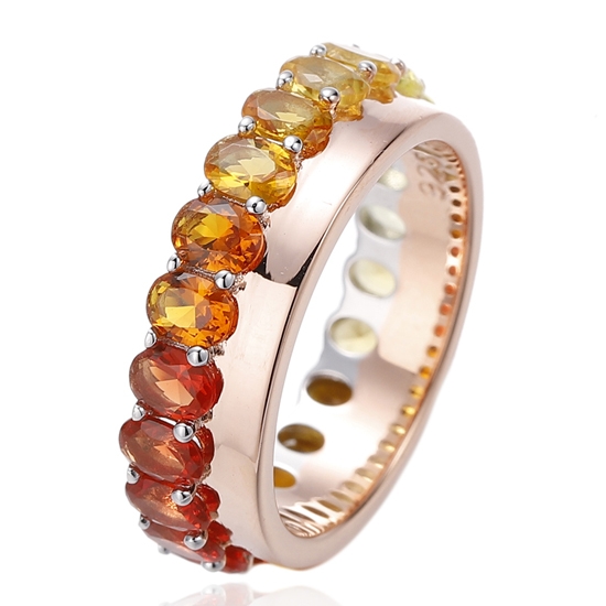 Ovaler Silberring mit Regenbogen-Zirkonia und Roségold-Beschichtung 