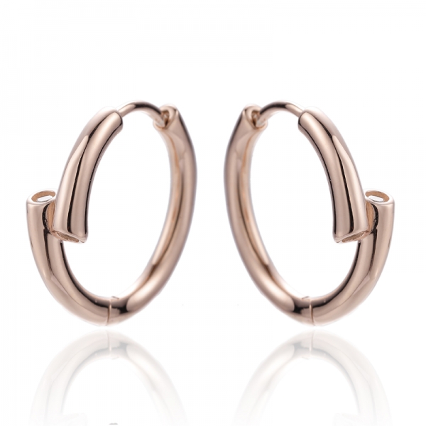 Runder weißer Zirkonia-Silberohrring mit Roségold-Beschichtung 