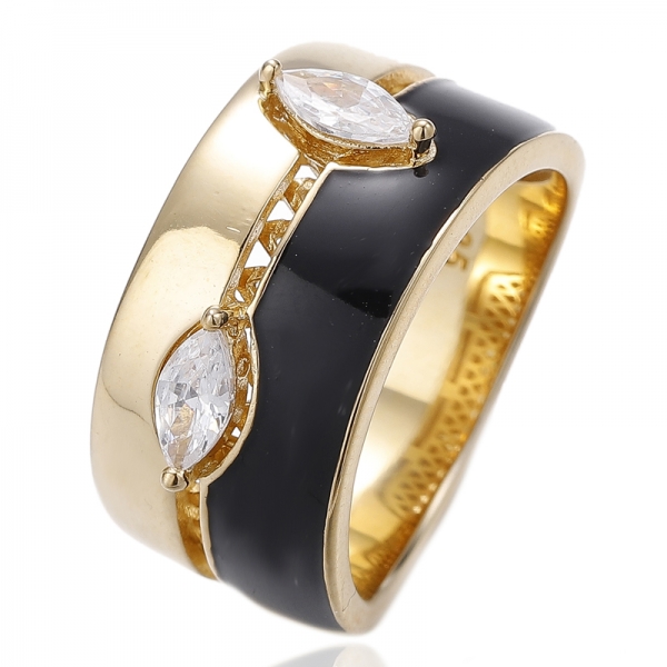 Marquise-Silberring mit grünem Nano- und grünem Emaille-Schliff und Roségold-Beschichtung 