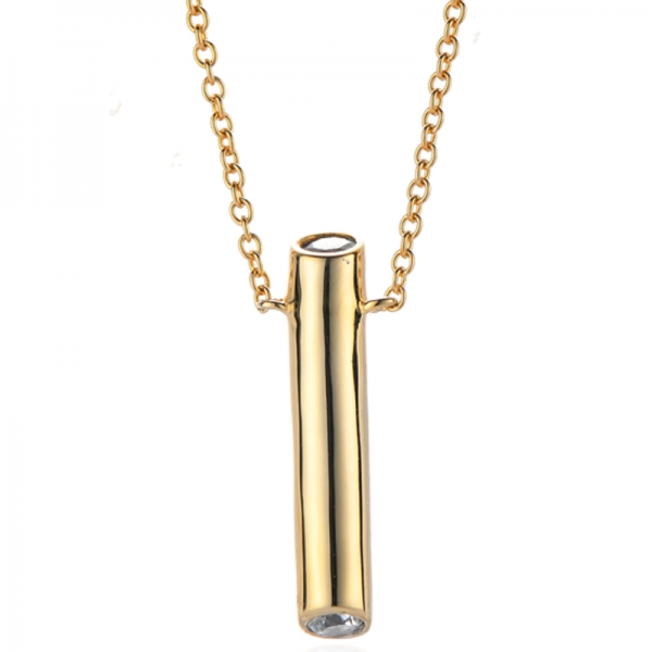 Runde weiße Zirkonia-Silberkette mit Goldbeschichtung 