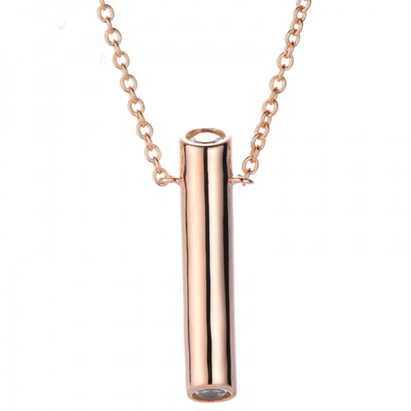 Runde weiße Zirkonia-Silberkette mit Goldbeschichtung 