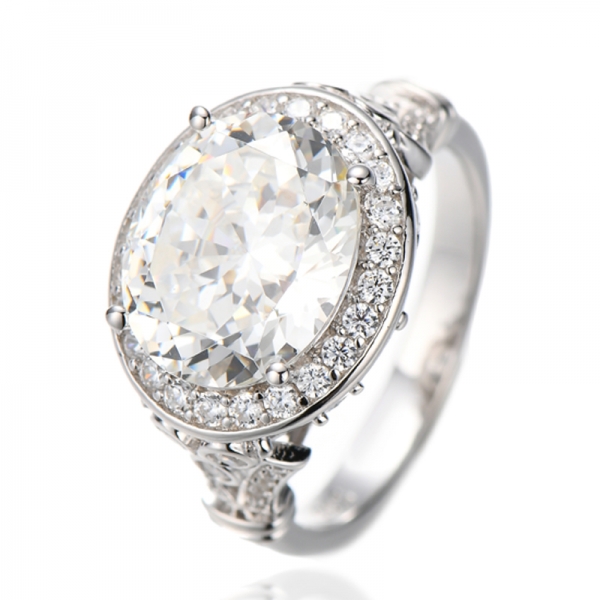 Ovaler Ring aus rhodiniertem Silber mit gelbem Diamanten und weißem Marquise-Zirkon 